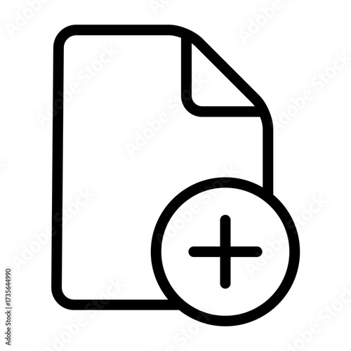 Document file outline icon. Add and plus