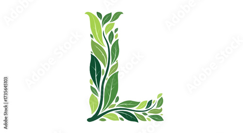 A flat vector abstract letter L with leaf patterns, symbolizing growth and sustainability