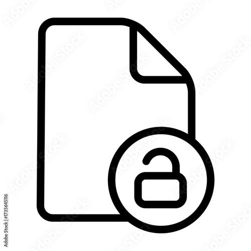 Document file outline icon. Unlock