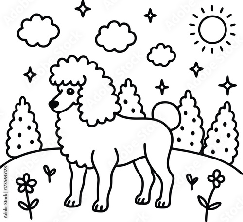 Magical unicorn silhouette surrounded by stars and clouds in a dreamlike fantasy landscape scene vector
