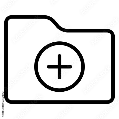 Folder outline icon. Add and plus
