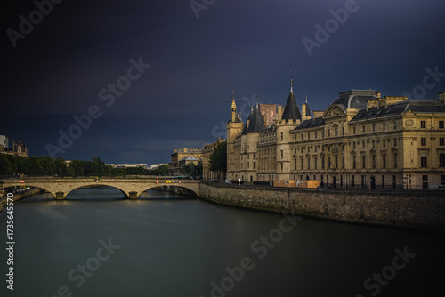 Seine River and Historic Buildings in Isle de la Cité, Paris, France