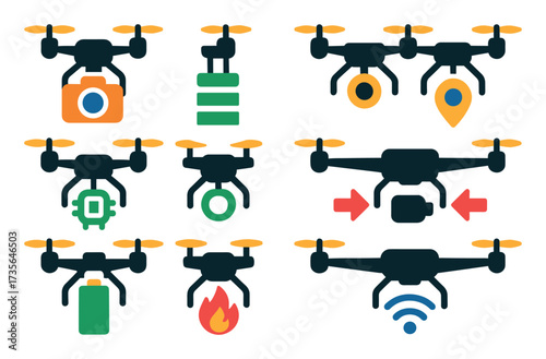 Agricultural Drone Icons