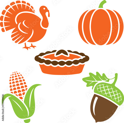 Festive thanksgiving illustration with autumn harvest elements