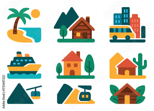 Honeymoon Destinations Icons
