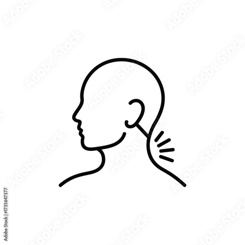 Line art icon of a person experiencing neck pain