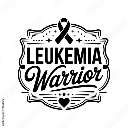 Leukemia Warrior Decorative Design with Awareness Ribbon Heart and Stars Ideal for Advocacy and Support
