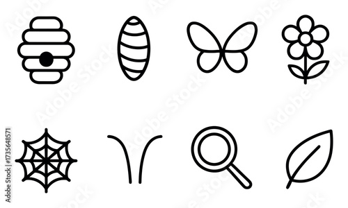 Minimalist Insect Icon Grid
