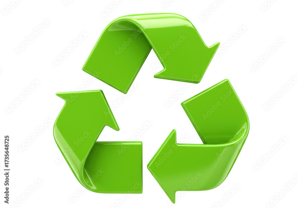 Obraz premium Green recycling symbol PNG isolated on transparent background, eco-friendly concept for environmental protection and sustainability