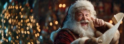 Santa Claus with Glasses Holding Naughty and Nice List