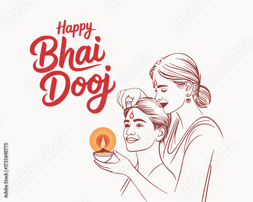 Happy Bhai Dooj Post and Greeting Card. Indian Festival Bhai Dooj Creative Poster Vector Illustration.
