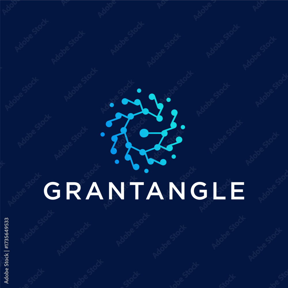 Fototapeta premium Modern Geometric Connected Dots Spiral Letter G Initial Logo Design Template