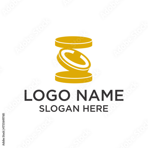 Minimalist Flat Golden Coin Stack Payment Finance Currency Illustration