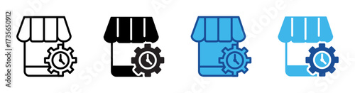 Market Operation Time Multistyle Vector Icon Isolated On White Background