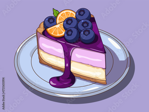 Blueberry With Orange Shortcake Delicious Vector Illustration