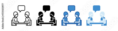 Job Interview Multistyle Vector Icon Isolated On White Background