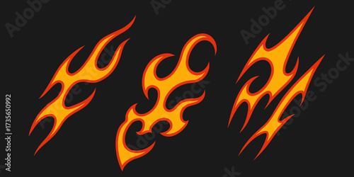 Set effect element flame effect vfx isolated vector illustration