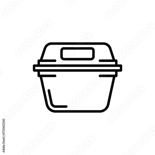 Simple line art icon of a takeout food container