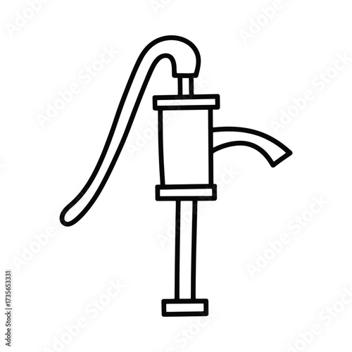 Simple outline drawing of an old fashioned water pump