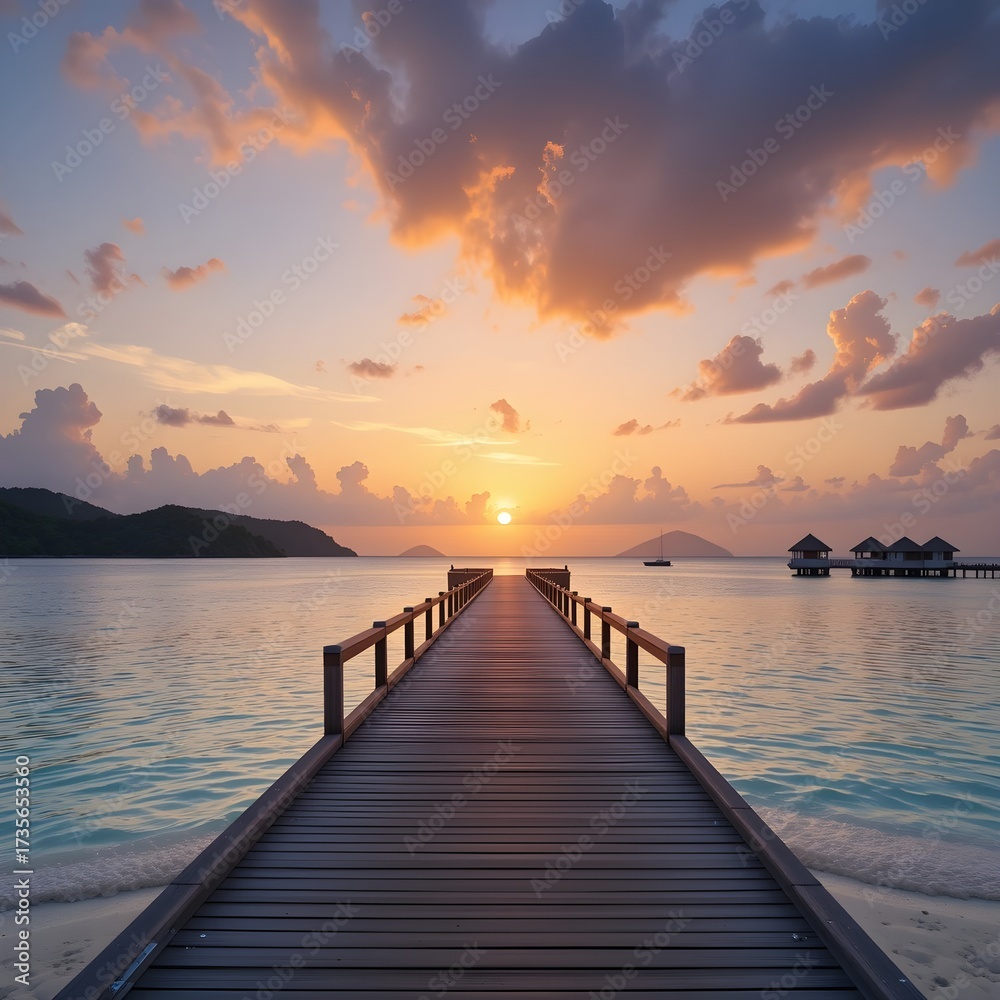 Fototapeta premium beautiful scenery, vacation spot, holiday place, recreation site, island resort, AI Generative