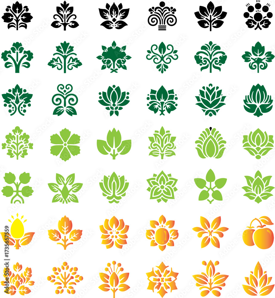 Collection of japanese crest symbols mon decorative motifs floral patterns and abstract designs