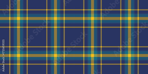 Classic plaid pattern in blue, gold, and teal. A versatile background for graphic design, textiles, and creative projects. Evokes tradition and style.