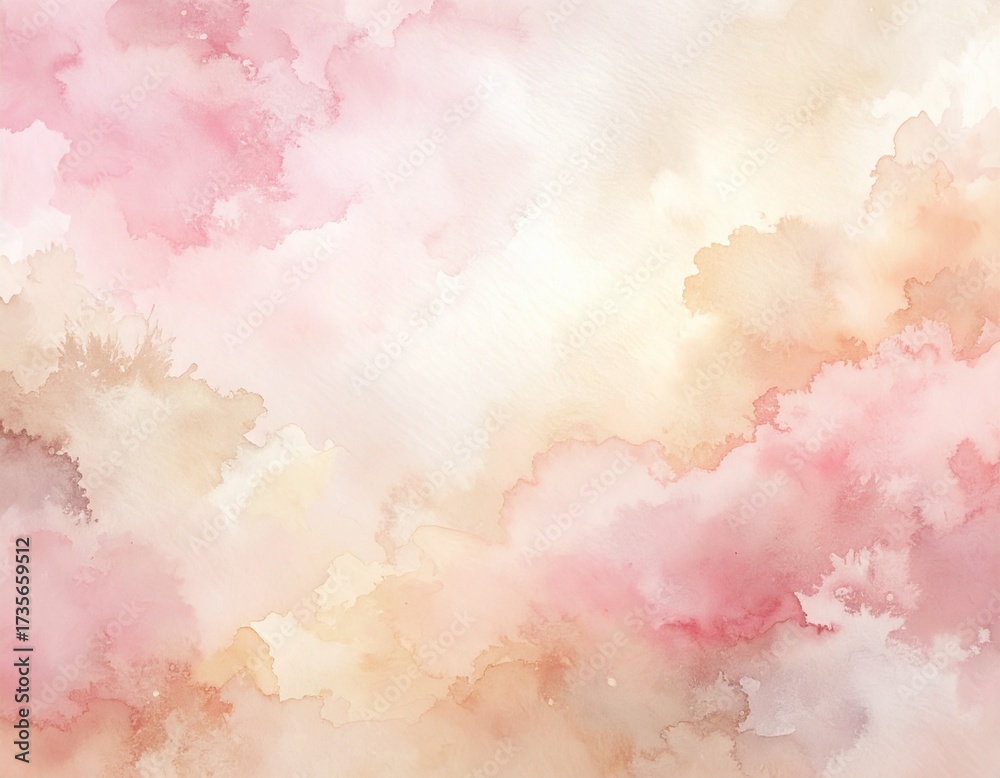 Fototapeta premium Minimal watercolor brush background in pale pink and beige tones, realistic paper tex