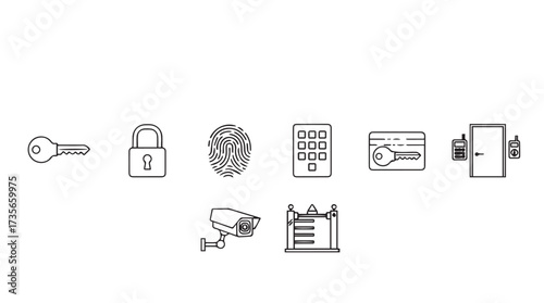 Security icons collection representing protection safety and access control concepts vector