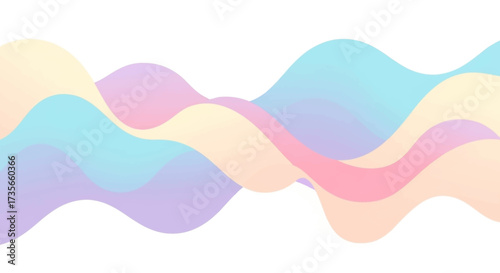 Abstract pastel-colored wavy lines flowing across a clean white background, creating a soft, gentle aesthetic.