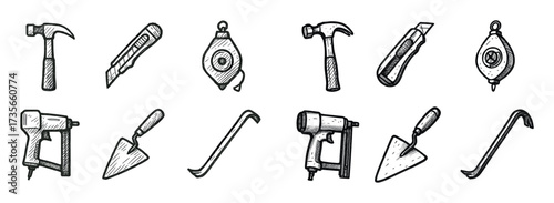 Roofer Tools Icons Grid