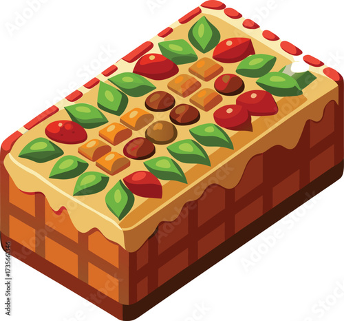 Christmas Fruitcake Traditions rectangular slice with visible mixed fruits
