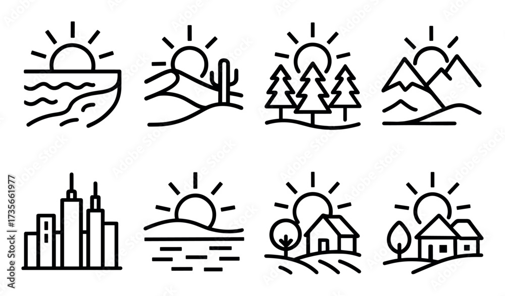Fototapeta premium Sunset Icon Grid