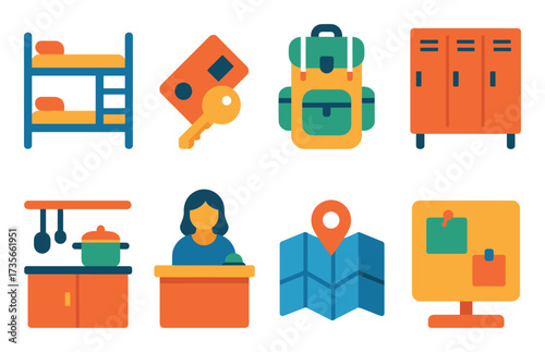 Colorful Hostel Icons