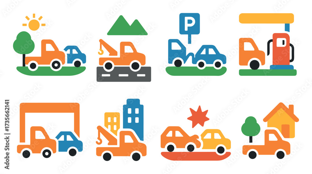 Naklejka premium Tow Truck Icons