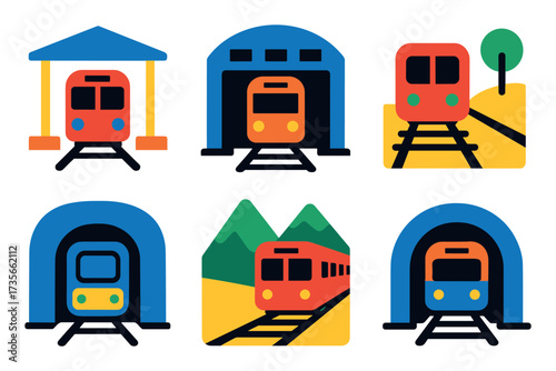 Colorful Train Icons