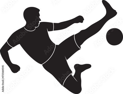 Side View Jump Kick Pose silhouette vector