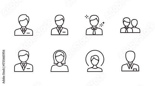 Diverse set of hand-drawn people icons representing different professions and genders vector