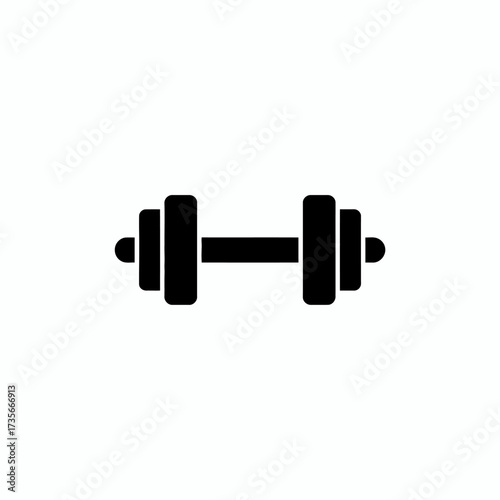 Simple black and white dumbbell icon representing strength training and fitness workouts for exercise