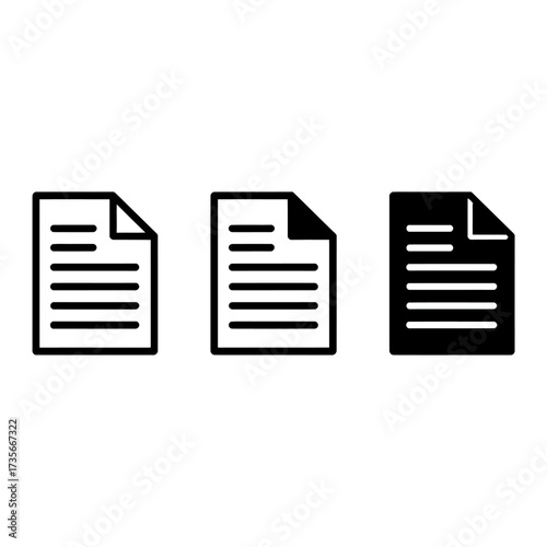 Minimalist three document icons set for digital applications and presentations