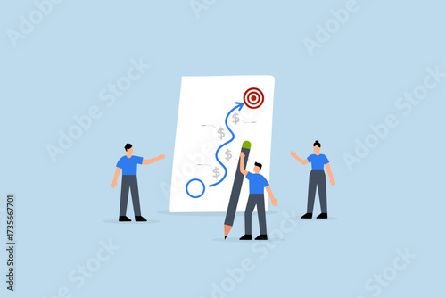 Strategic planning, business team planning for success tactic chart