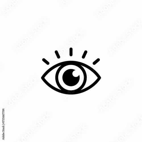 Minimalist black and white eye icon design symbolizing vision and insight