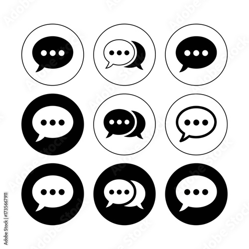 Minimalist speech bubble icons set for communication and messaging app interfaces