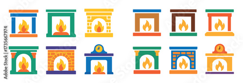 Colorful Fireplace Icons