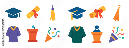 Colorful Graduation Icons