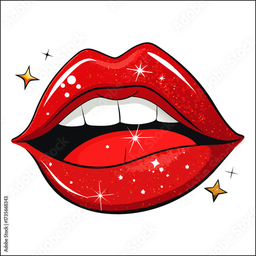 Sexy drip lips on a white background