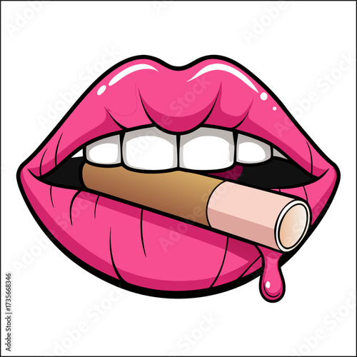 Sexy drip lips on a white background