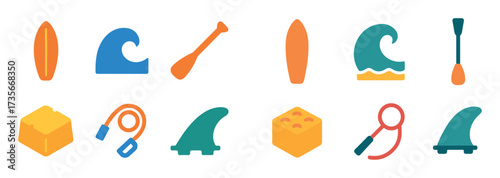 Colorful Surfing Icons