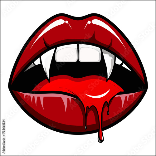 Realistic vampire lips set illustration
