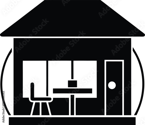 Break Room Silhouette Vector Art Illustration