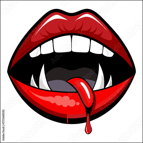 Realistic vampire lips set illustration

